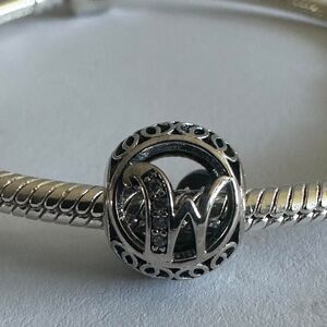 Authentic Pandora Silver Charm Initial Letter W